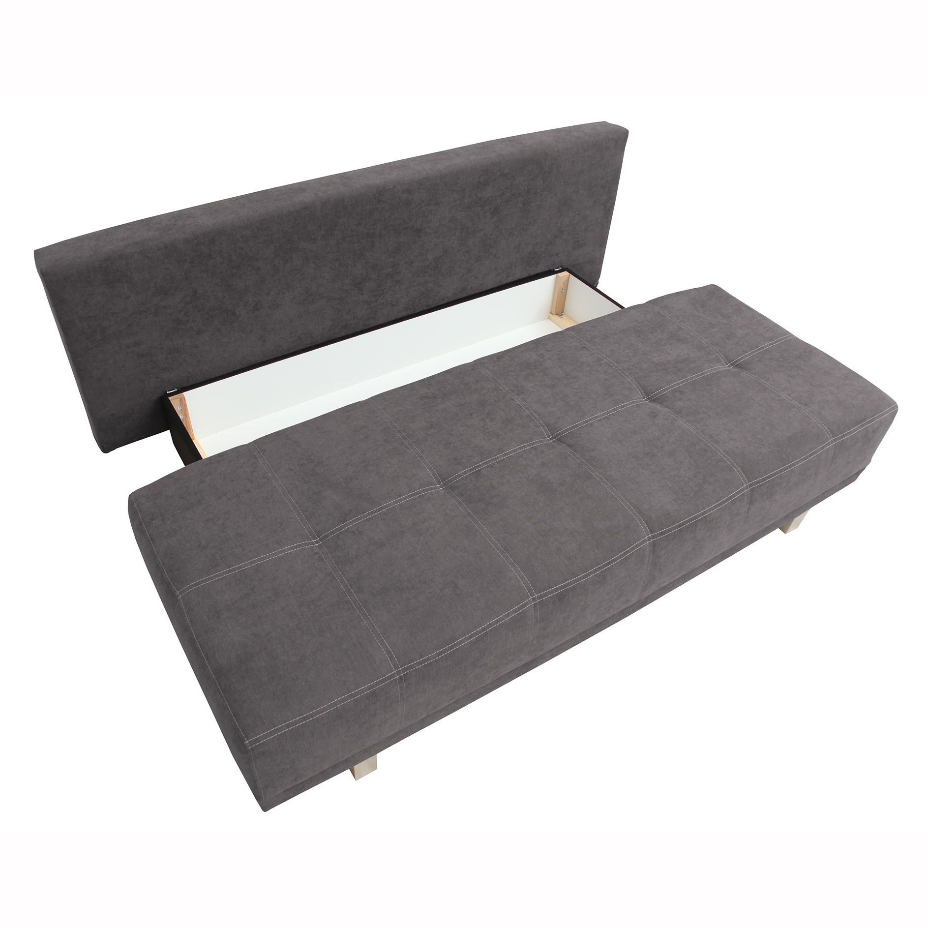 Schlafsofa - grau - mit Staukasten - 194 cm