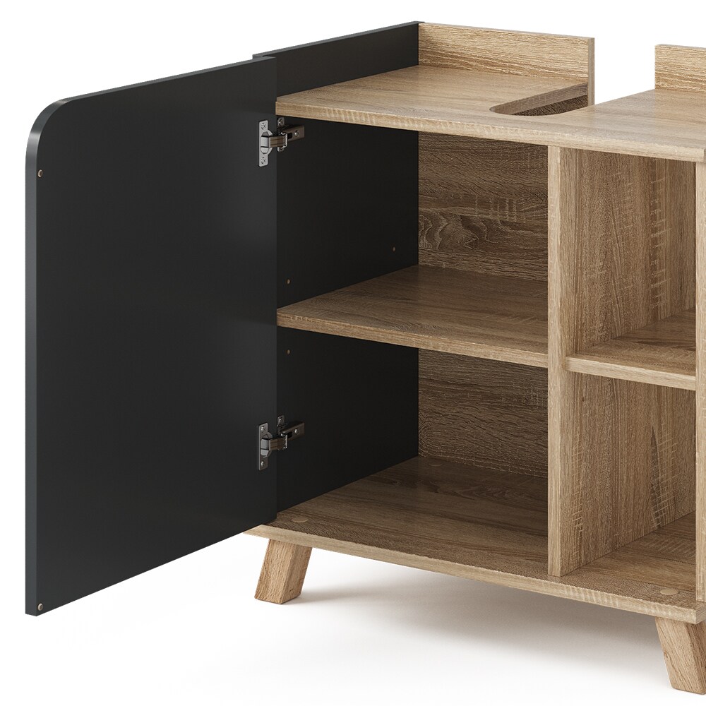 Vicco Waschbeckenunterschrank Karen Sonoma Anthrazit 60 x 65 cm Tür offene Fächer