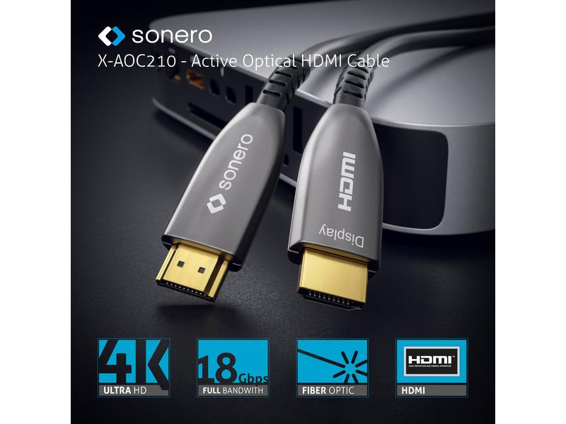 sonero Kabel Premium Zert. Aktiv HDMI 15 m Zertifiziertes Premium Aktiv HDMI Kabel, 4K UHD, HDR, 18Gbps