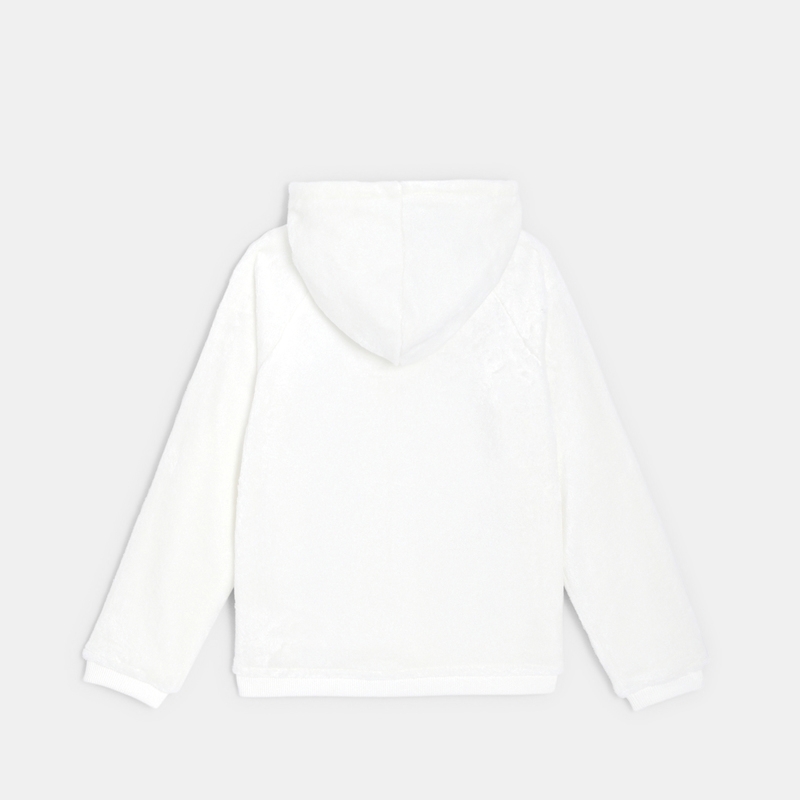 Sweat à capuche en sherpa blanc fille