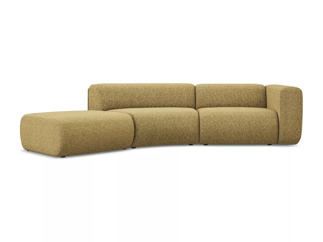 Canapé modulable 4 places gauche en tissu texturé - moutarde - EKAHI