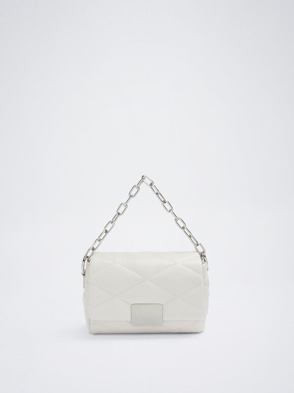 Bolsa acolchoada com corrente - Cru
