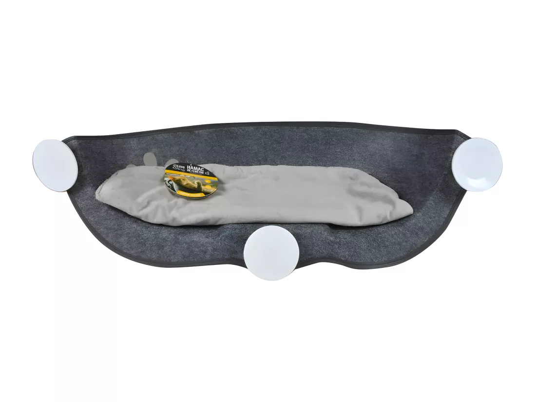 Hamac de fenêtre en feutrine - Gris - L 67 x l 25 cm