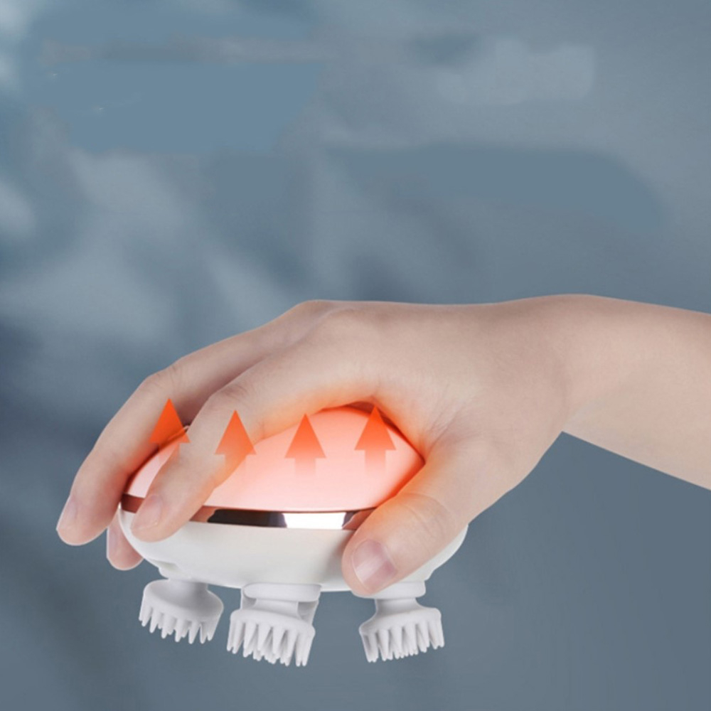 5W Elektrische USB Massage Bürste 360° Grad Kopf Massage Gerät mit 2 Modi (1200mAh) - Weiss / Grau