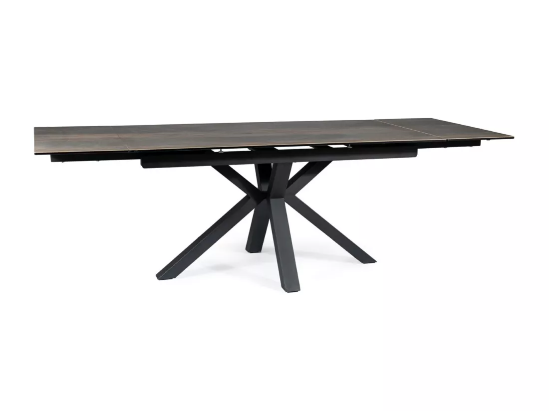 Table design extensible métal & céramique style bois Sway