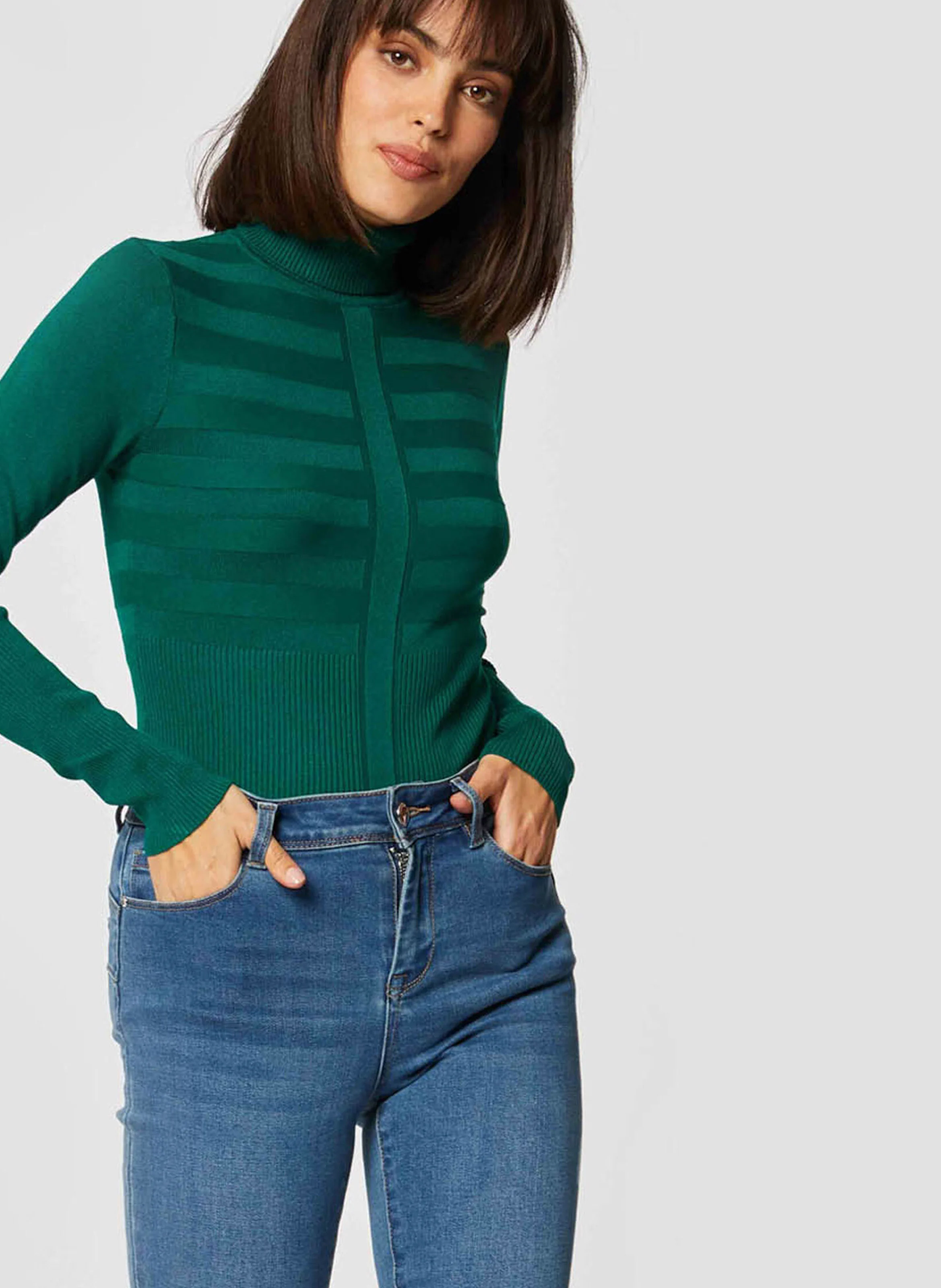 Pull col roulé | Vert