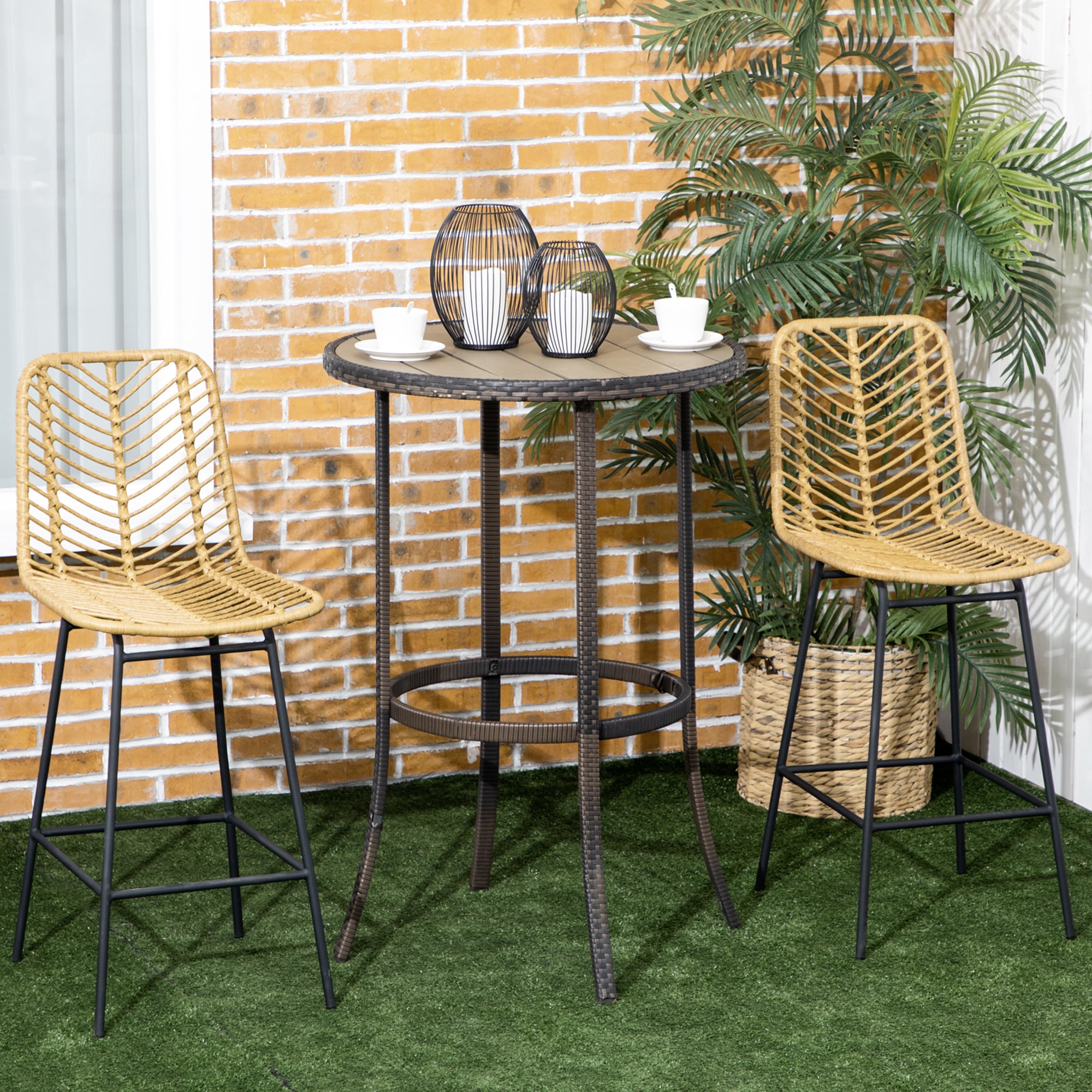HOMCOM Barhocker mit Rückenlehne schwarz, natur 42,5L x 52B x 102H cm