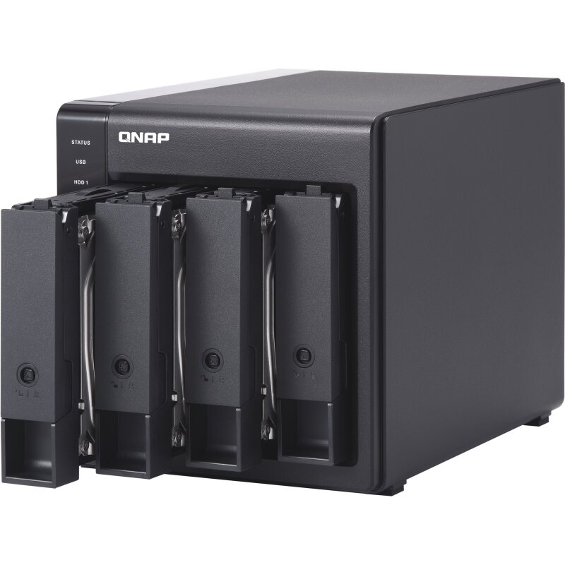 QNAP TR-004 Boîtier de disques de stockage Boîtier disque dur/SSD Noir 2.5/3.5