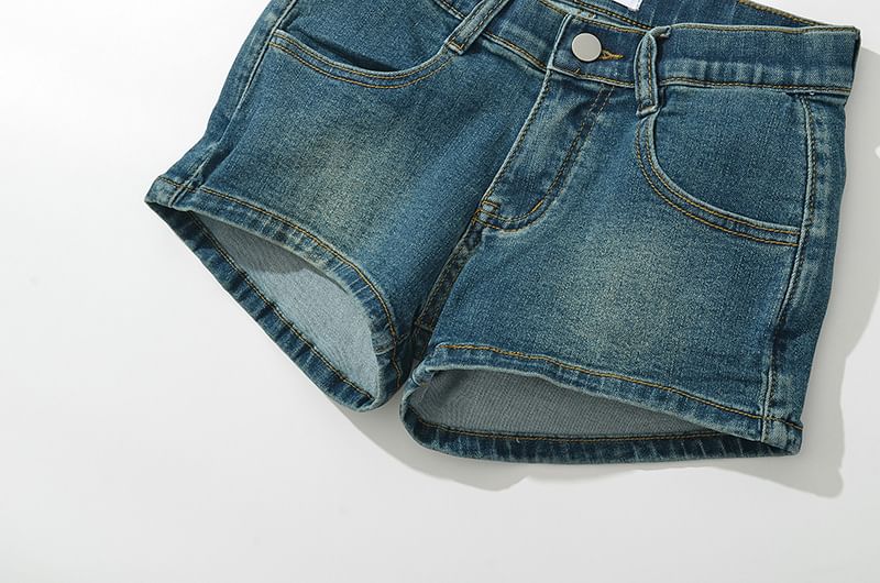 Seventh Snow - Gewassen denim shorts met hoge taille