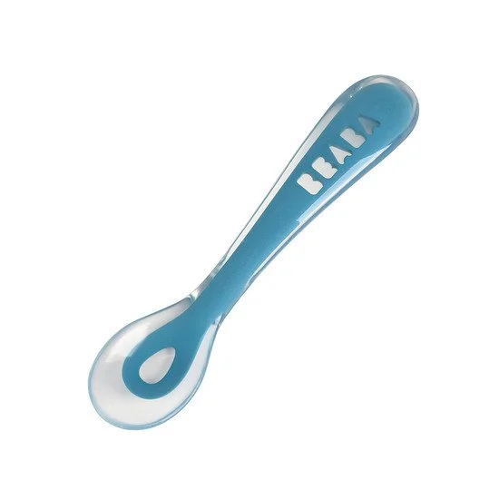 Cuillère 2ème âge soft en silicone   Blue        de               Béaba