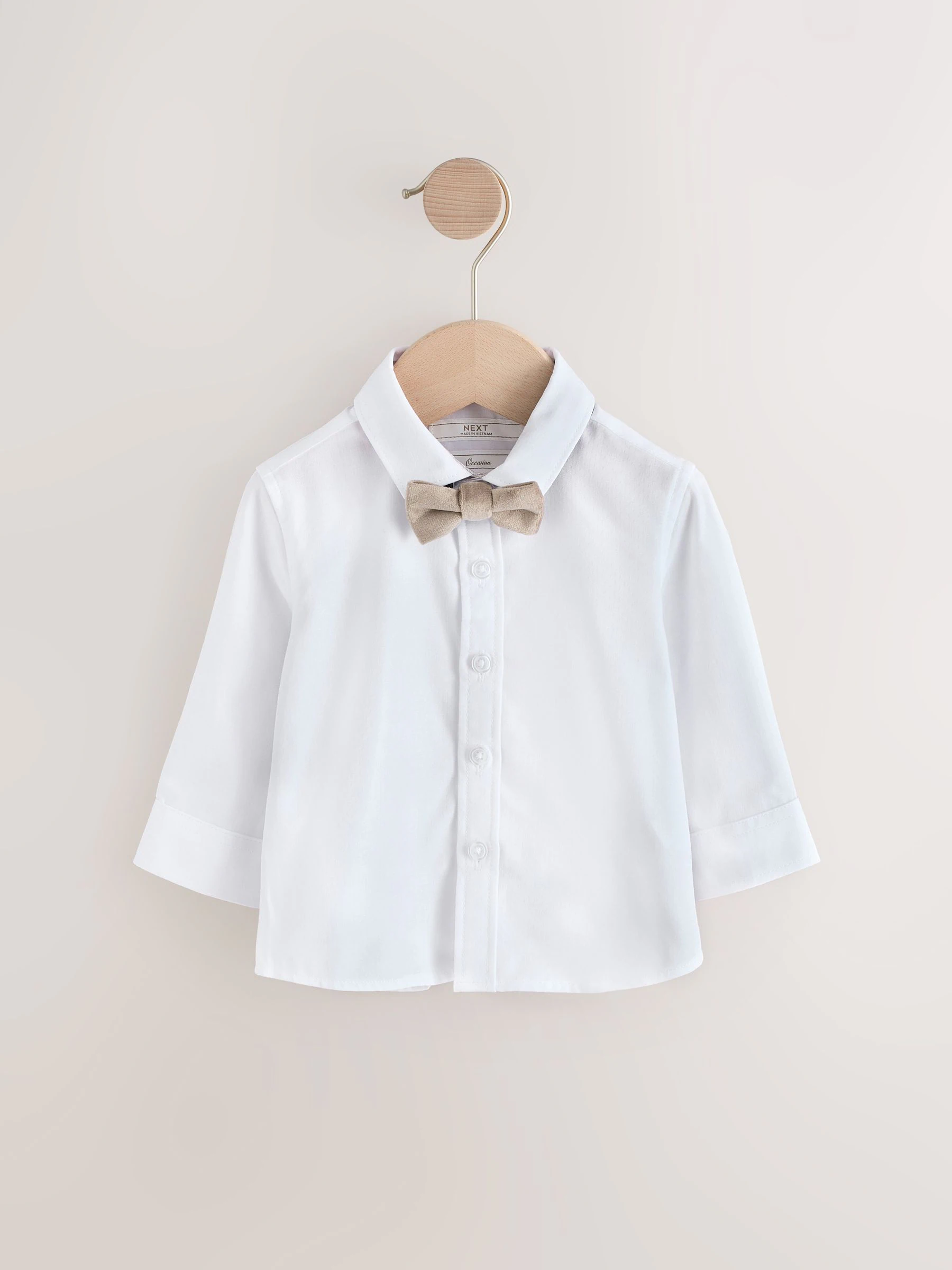 Neutraal geruit - Set met gilet, overhemd en vlinderdas (3 mnd- 7 jr)