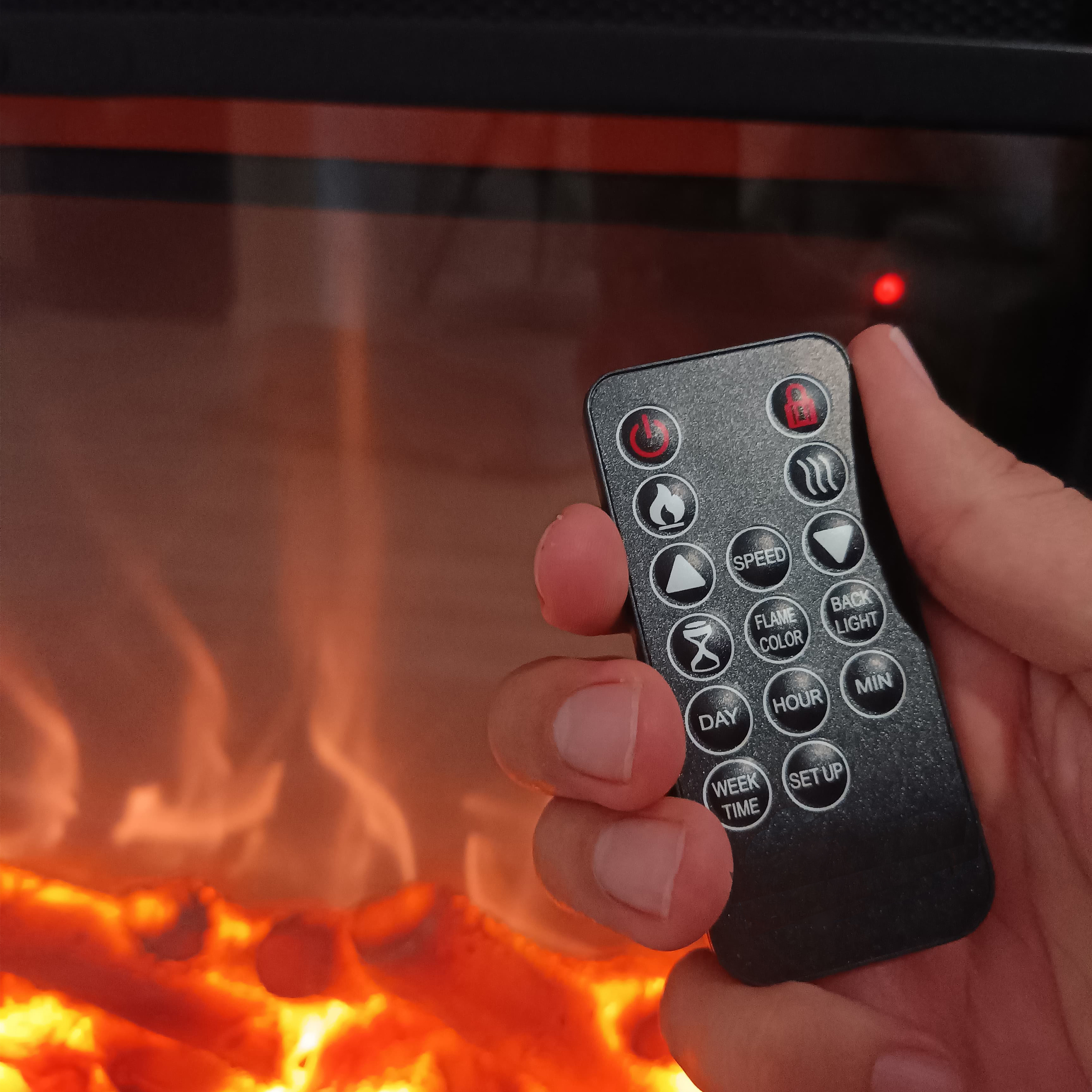 Cheminee murale 1500w caminetto fuego omar gris