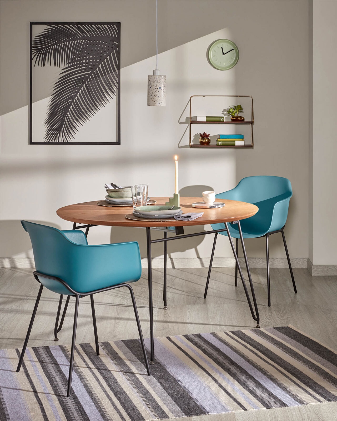 Kave Home Esstisch rund NOVAC 120-200 x 120 cm Eiche furniert