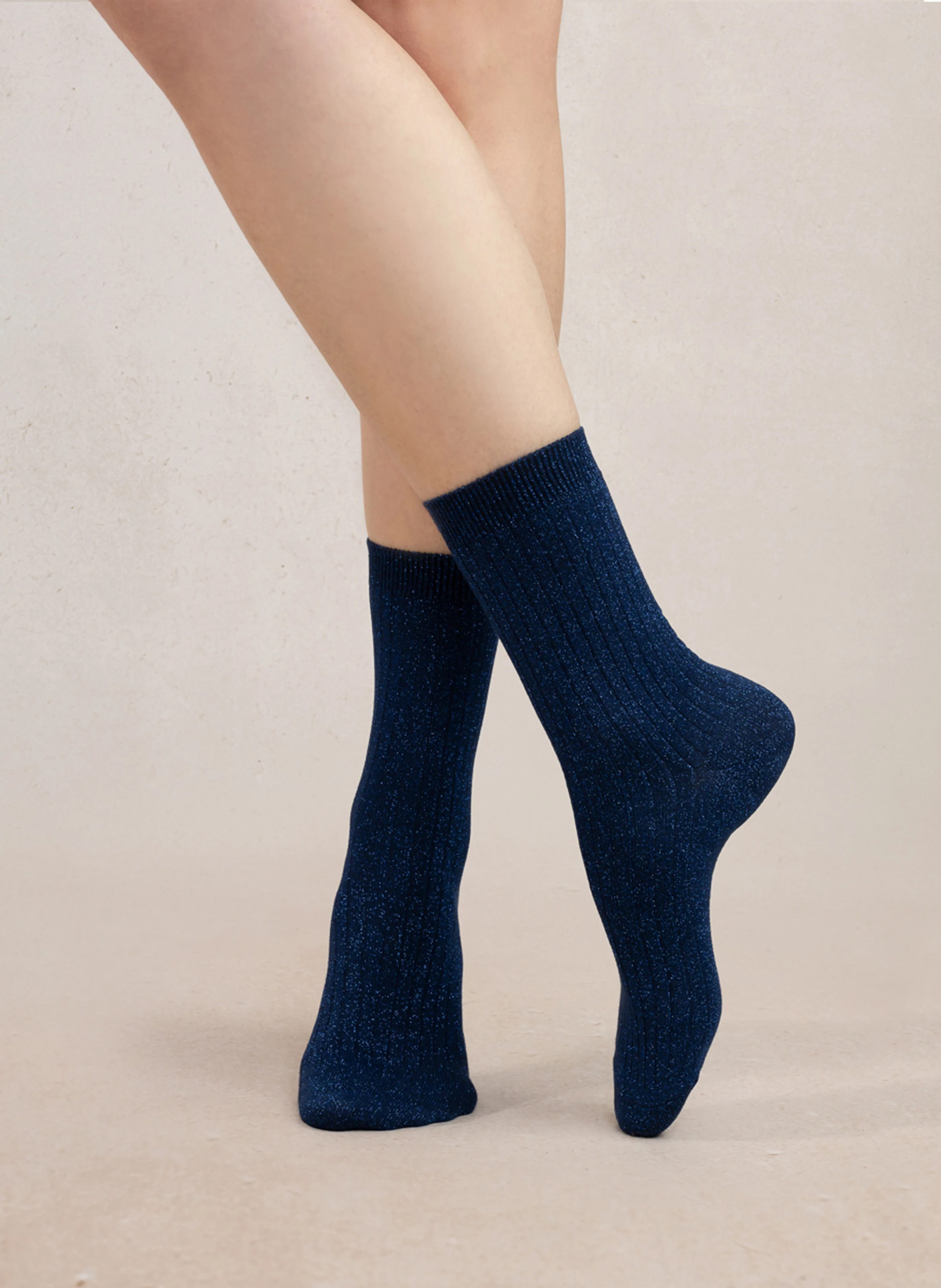 Chaussettes pailletées en coton mélangé | Bleu