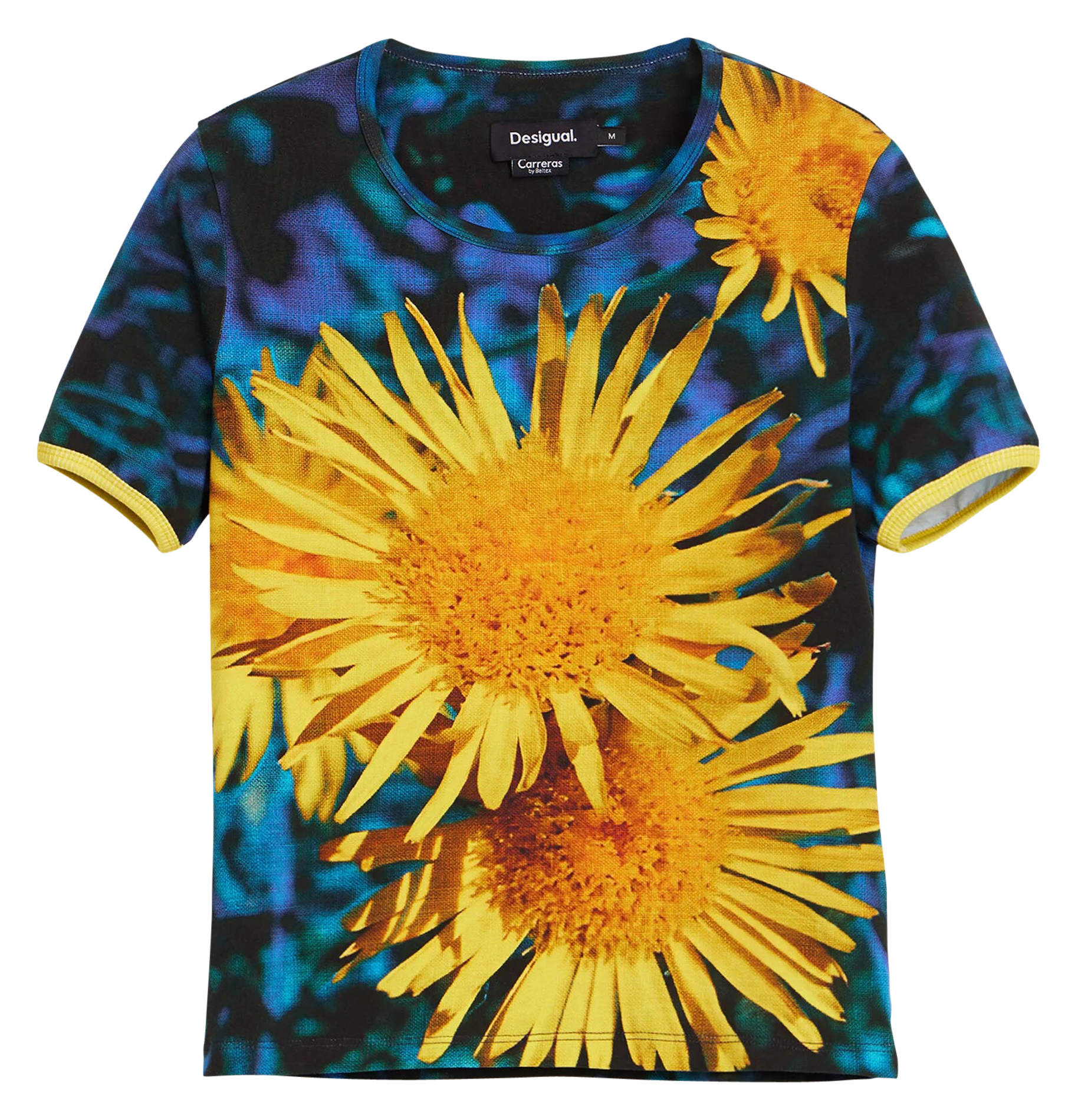 Tee-shirt manches courtes imprimé en coton mélangé | Bleu