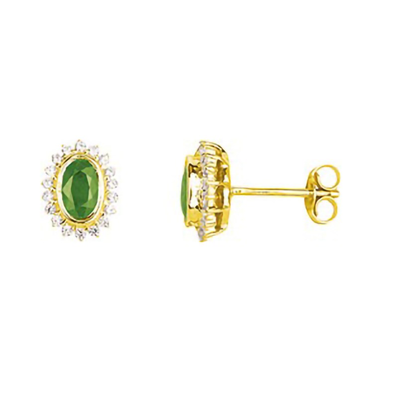 Boucles d'oreilles Femme - émeraude - Or 18 Carats