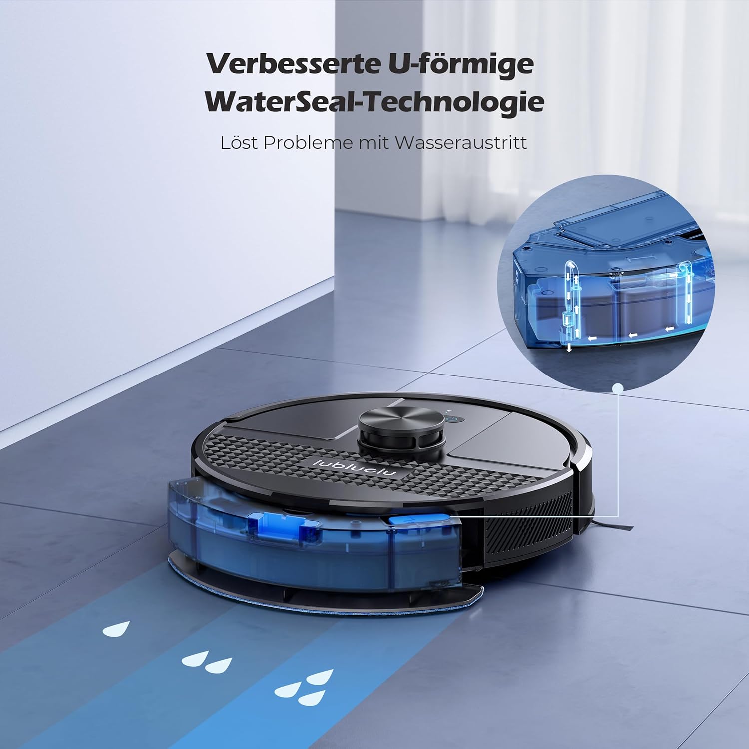Lubluelu Saugroboter mit Absaugstation 3-in-1, 4500Pa Staubsauger Roboter mit Wischfunktion, Roboterstaubsauger mit Lasernavigation, App Steuerung, 24 No-Go Zonen für Tierhaare, Teppich (SL68 Plus)