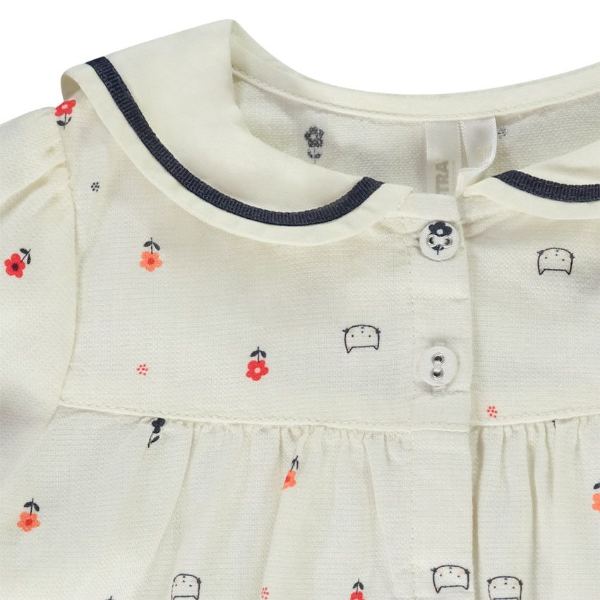 Ensemble avec tunique longue à col marin pour bébé fille - Ecru