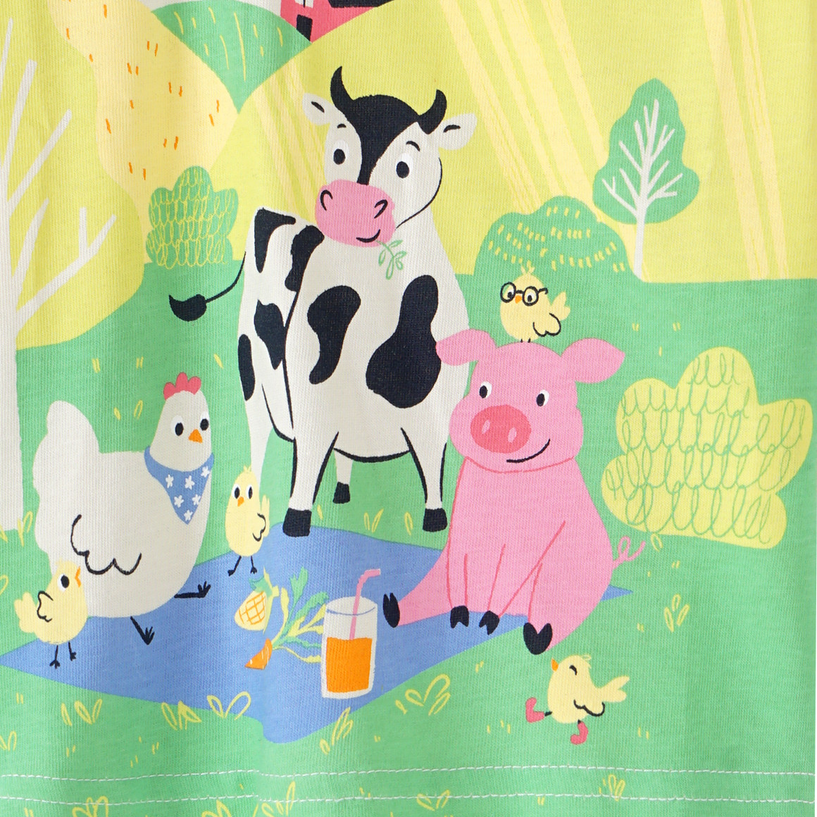 Topomini Baby T-Shirt mit Bauernhof-Print creme / bunt