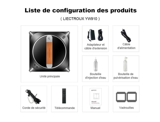LIECTROUX - Robot lave vitre Aspirateur robot laveur de vitres yw910