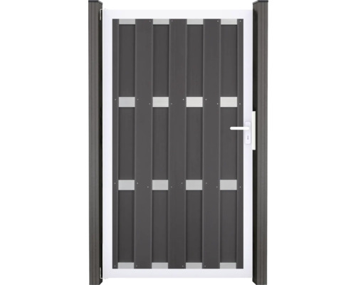 Enkele poort GroJa Merano DIN rechts voorgemonteerd zonder palen frame zilver 100 x 180 cm antraciet