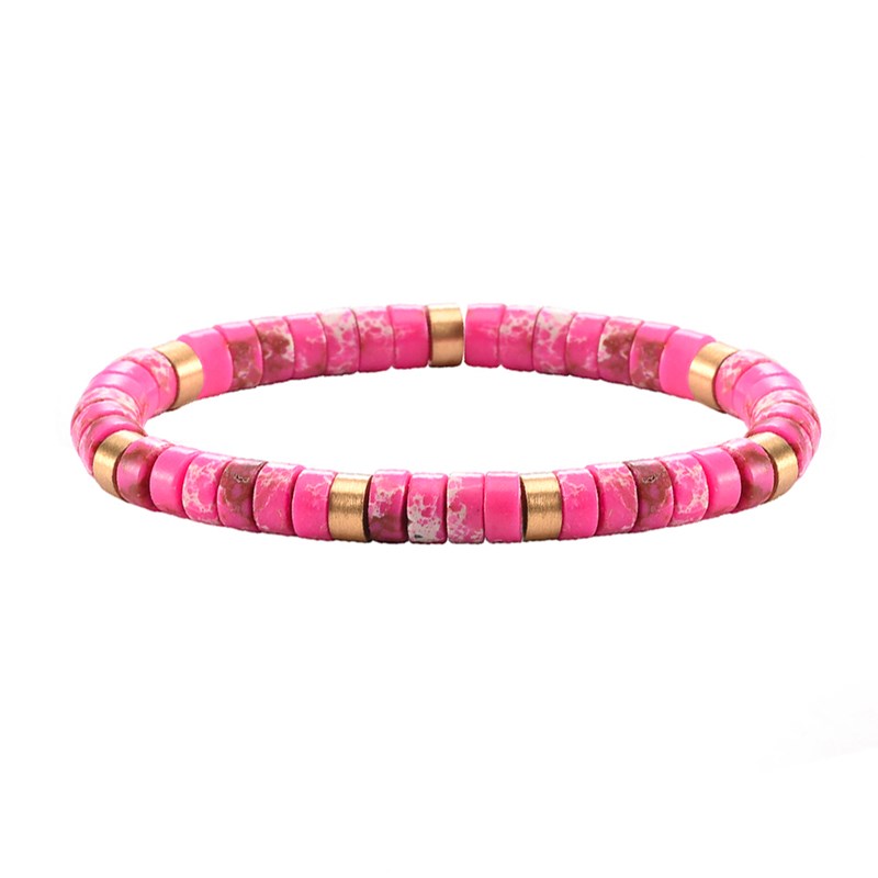 Bracelet Perles Heishi Jaspe Impérial Rose Rouge-enfant-12cm