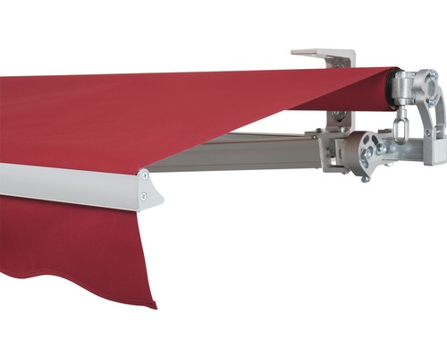 SOLUNA knikarmscherm Concept 3x2, doekdesign 3914, frame zilver E6EV1 geanodiseerd, aandrijving rechts inclusief slinger