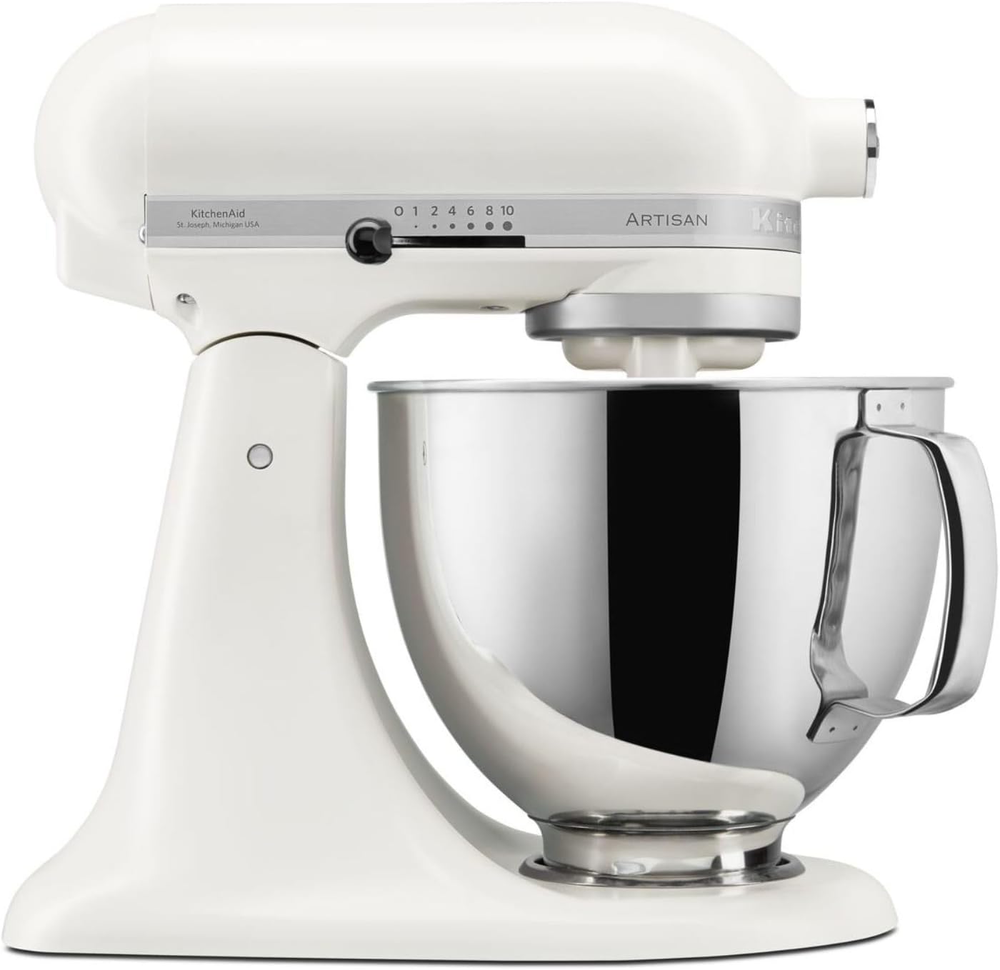 KitchenAid Küchenmaschine - Artisan - Kippbarem Food Processor - Teigknetmaschine mit 3 Zubehör und Schüssel aus Edelstahl - 4.8 L - Porzellanweiß