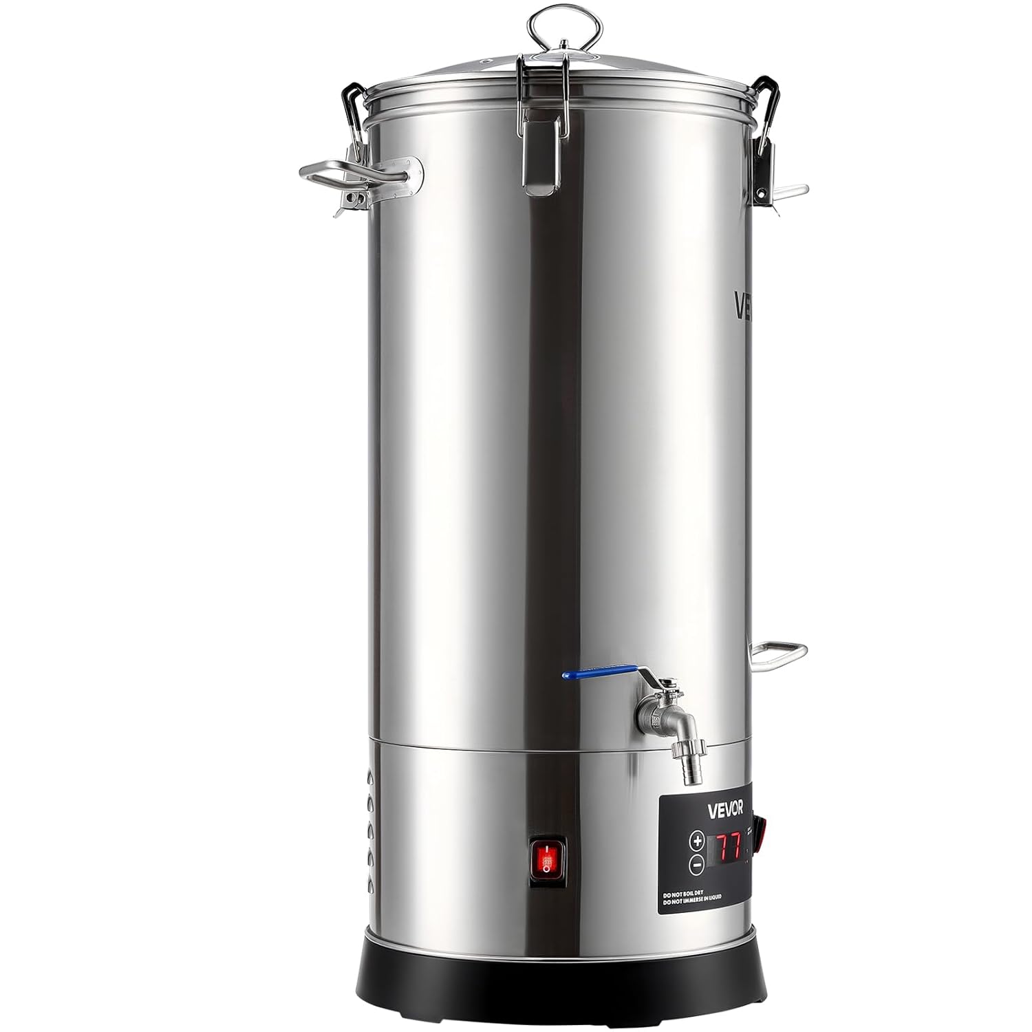 VEVOR elektrisches Bierbraugerät Bierbrauanlage Braukessel 30 L Hausgebrauch, Gehäuse aus Edelstahl 304, Maischekochgerät mit integriertem Innenfass & verstärktem Griff & Wasserhahn, Brausystem