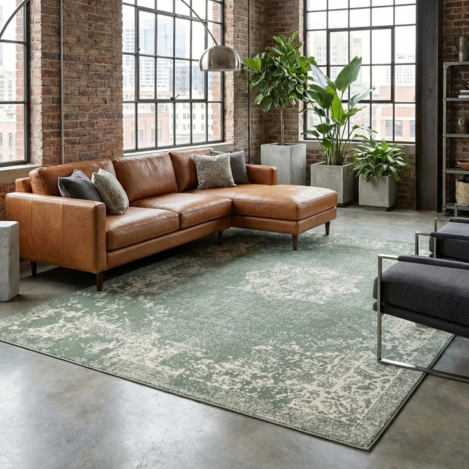 FRAAI | Home & Living Teppich Vintage - Wonder Grün - Polypropylen - Kurzflor - Vintage - Orientalisch - Wohnzimmer, Esszimmer, Schlafzimmer - Carpet