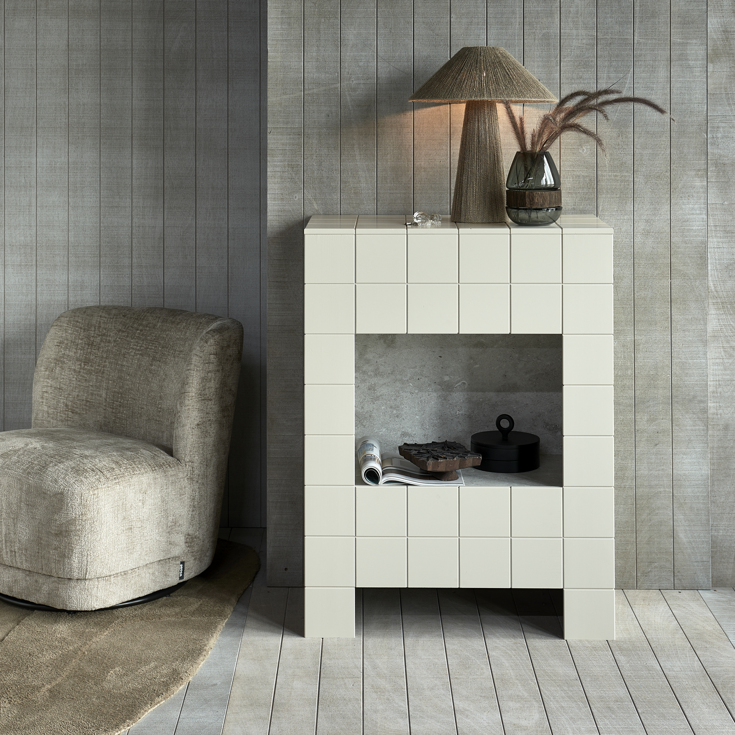 WOOOD Atty Draaifauteuil - Polyester - Zand - 75x74x65