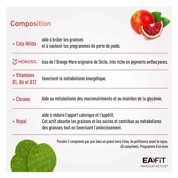 EaFit Active Slimming - Calorie Stop 1200 - Perda de Peso - Com Morosil - 60 Comprimidos