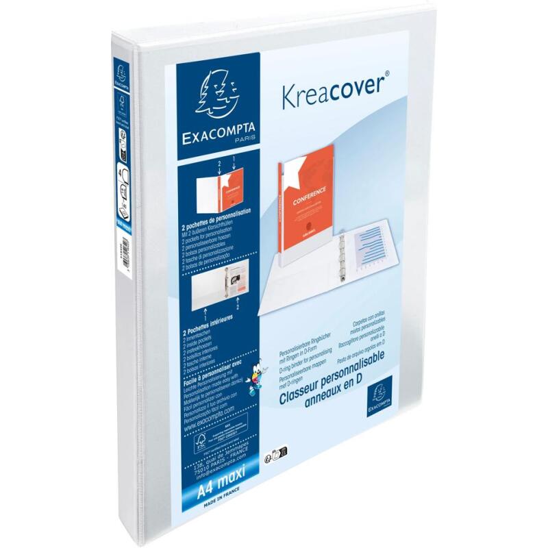 Classeur PP personnalisable Kreacover - 4 anneaux en D 15mm - A4 maxi
