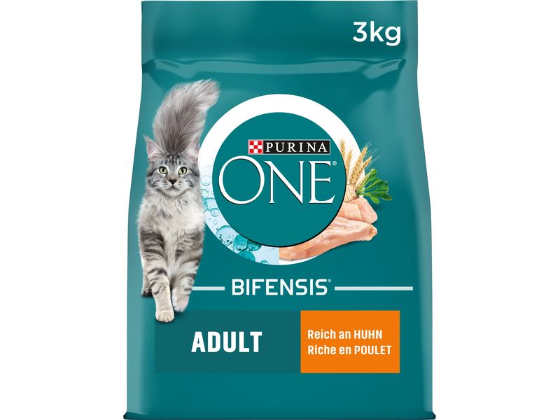 Purina ONE Trockenfutter Adult Huhn & Vollkorn, 3 kg Alleinfuttermittel für ausgewachsene Katzen