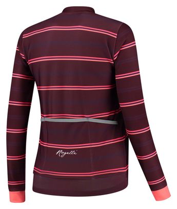 Veste Velo Hiver Rogelli Stripe - Femme - Bordeaux/Corail