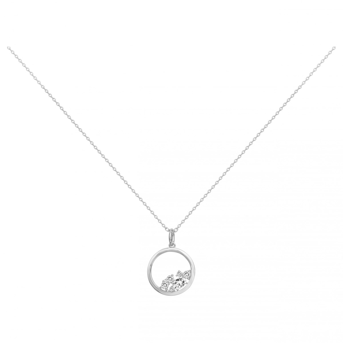 Collier mono-motif en Argent avec oxyde de zirconium blanc