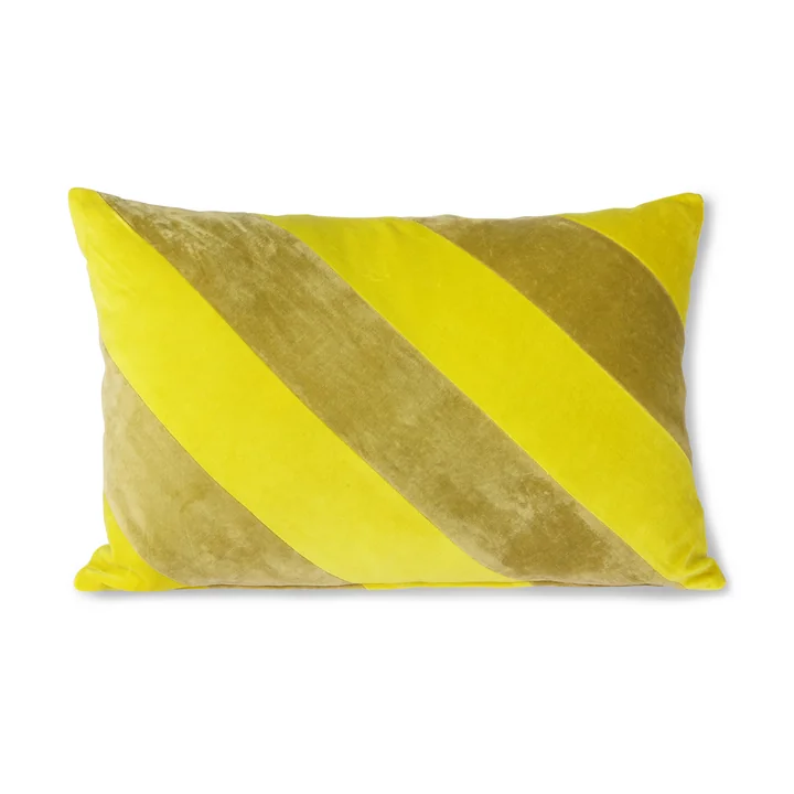 HKliving - Striped Samt-Kissen, 40 x 60 cm, gelb / grün