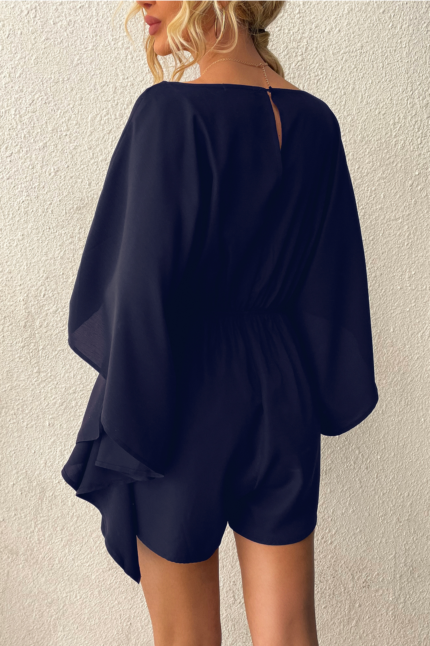 Combishort à manches kimono bleu