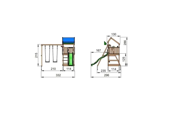 Jungle Gym Home legetårn komplet inkl. swing module xtra ekskl. rutschebane (804-315SB)