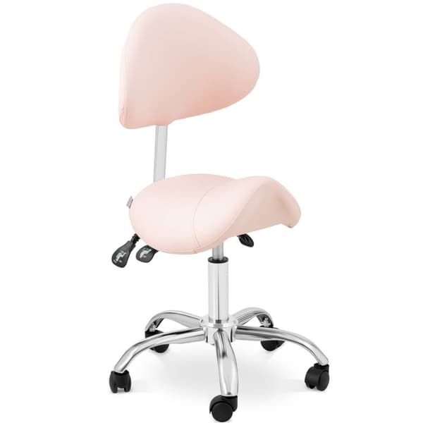 Sadel skjønnhetsstol med justerbar svingbar rygg MANNHEIM POWDER PINK rosa