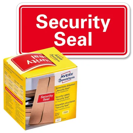 Avery Zweckform 7310 Sicherheitssiegel 78 x 38 mm, 1 Rolle/100 Etiketten, rot