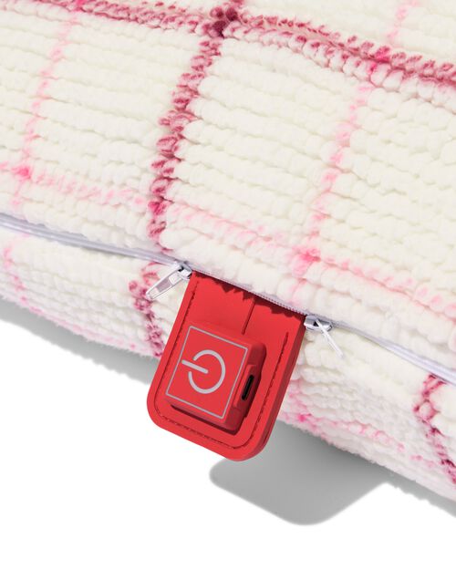 housse de coussin 50 x 50 polaire à carreaux rose naturel