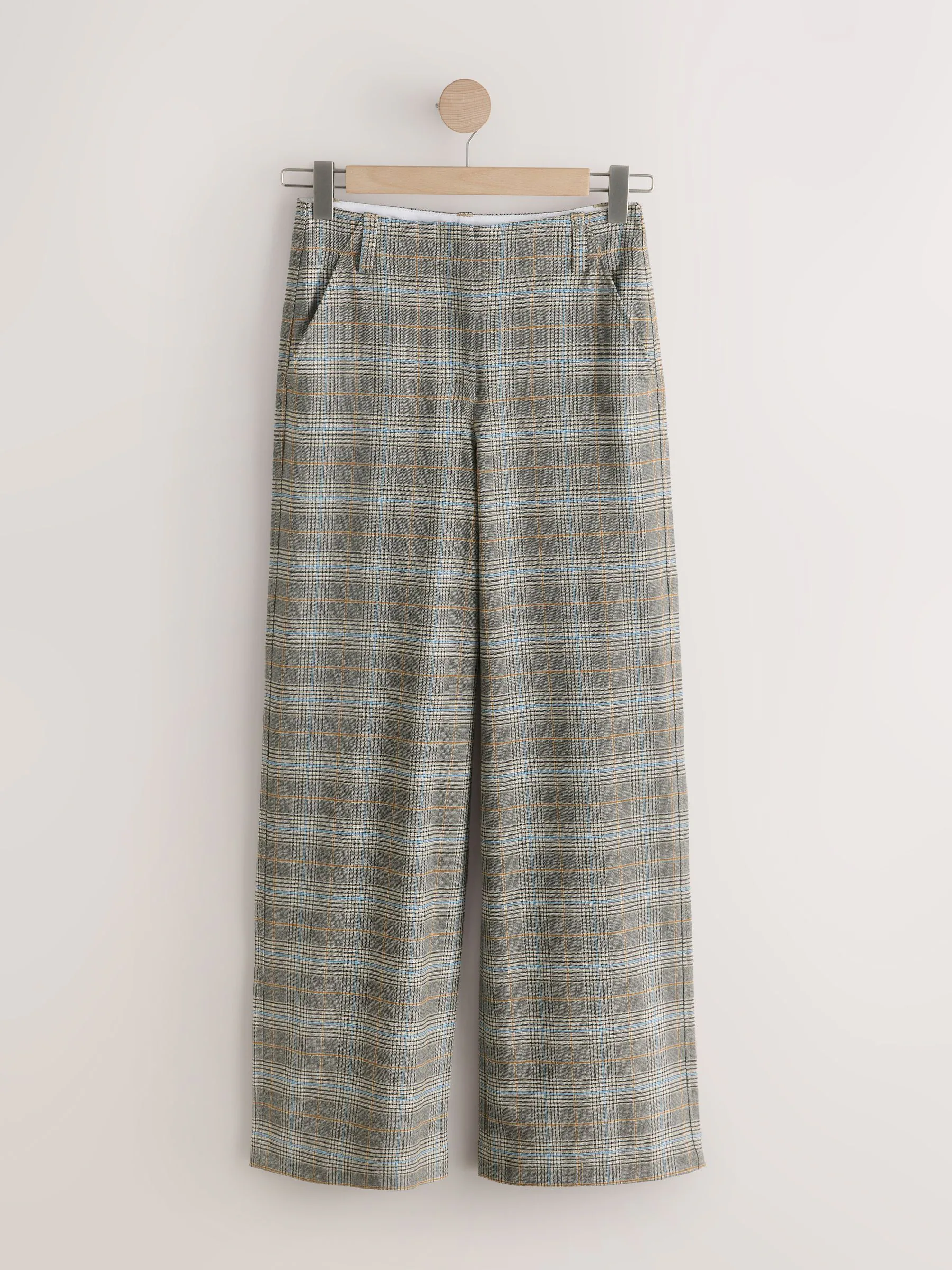 Neutraal geruit - Modieuze broek met wijde pijpen