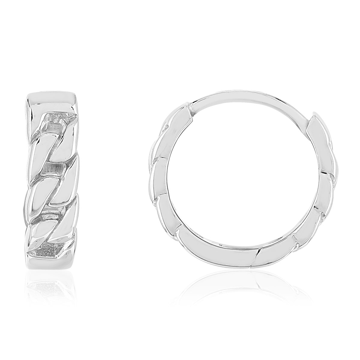 Créoles argent 925 style maille gourmette.