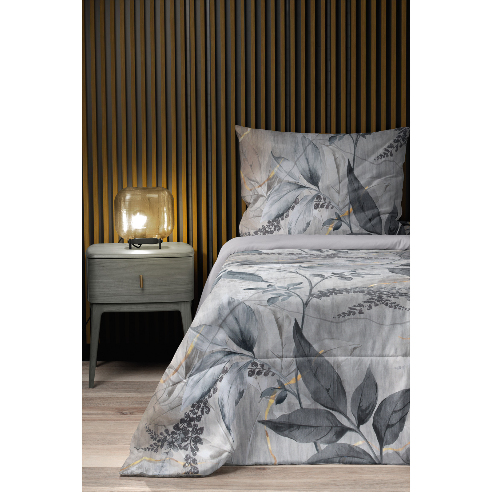 Bettwäsche Satin Botanic grau
