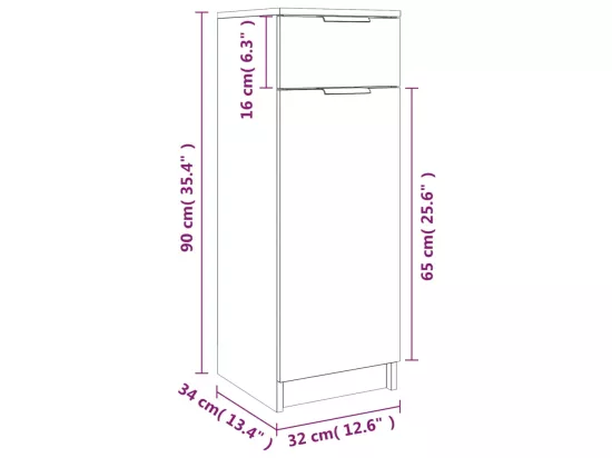 Armoire de salle de bain Noir 32x34x90 cm Bois d'ingénierie