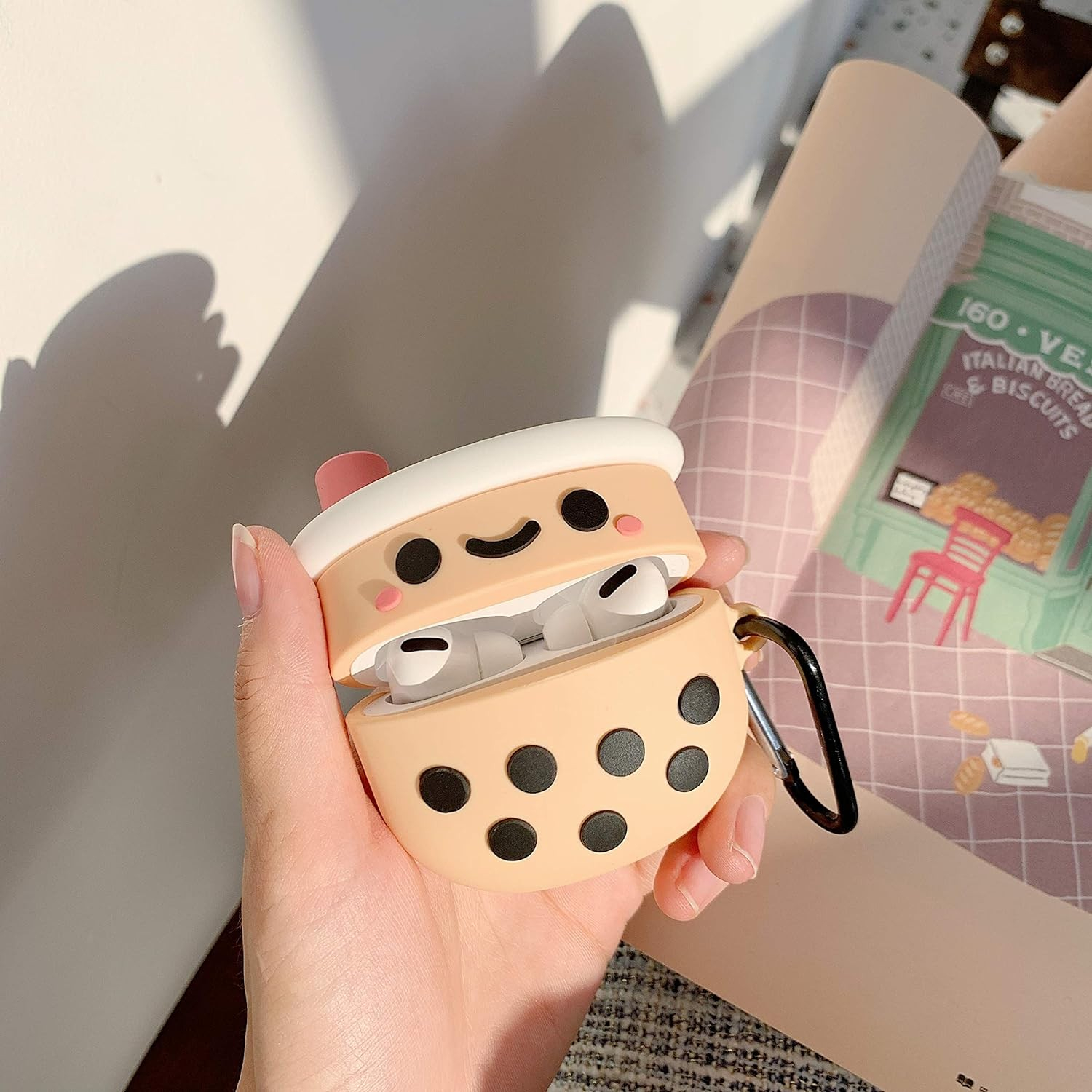 AirPods (3. Generation) Silikon Schutzhülle Abdeckung mit Karabinerhaken - Bubble Tea