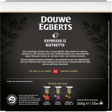 Douwe Egberts Espresso 12 Ristretto Gemalen Koffie 45 + 5 Gratis Capsules 260 g
