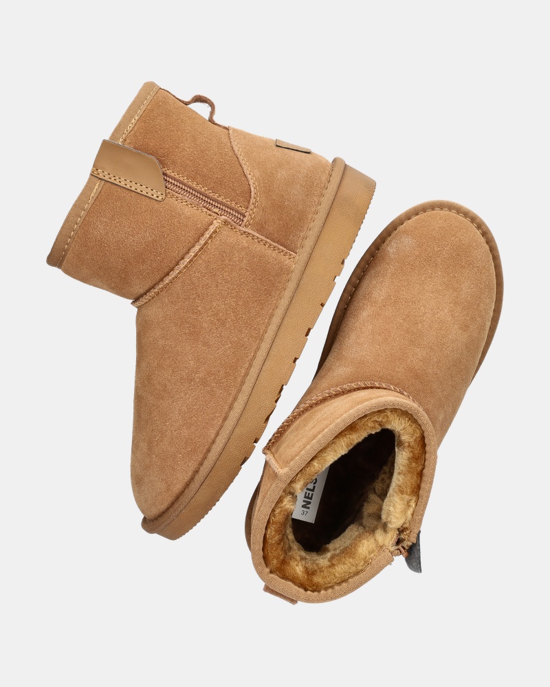 Nelson Gevoerde boots  - cognac