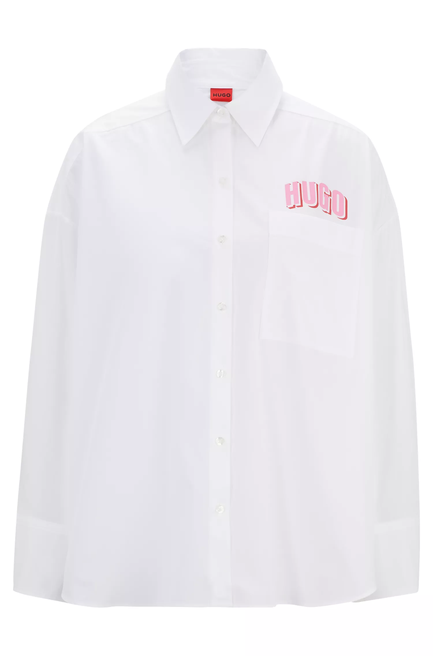 Blusa HUGO vermelha de modelagem ampla em lona de algodão com logo da estação.